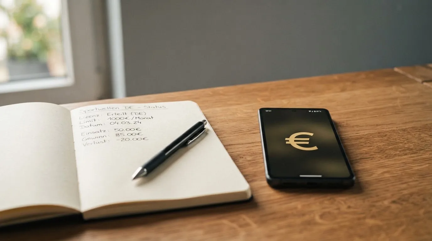 Ein Notizbuch mit handgeschriebenen Zahlen und ein Kugelschreiber liegen auf einem Tisch, daneben ein Smartphone mit schwarzem Bildschirm.